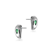 Silver Essence Earring, White Rhodium, Natural Green Agate  + Give Joy Gift